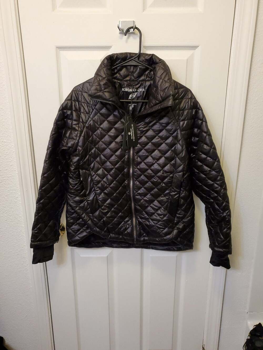 NWT BCBGMAXAZRIA Black Diamond Quilted Puffer Jacket Small MSRP $248